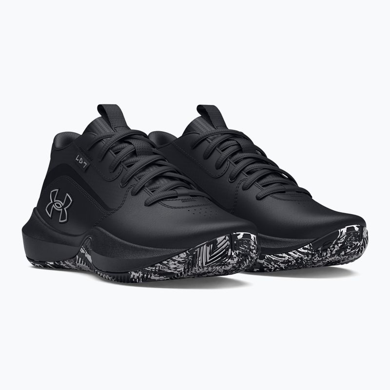 Under Armour GS Lockdown 7 scarpe da basket per bambini nero/nero/argento metallico 3