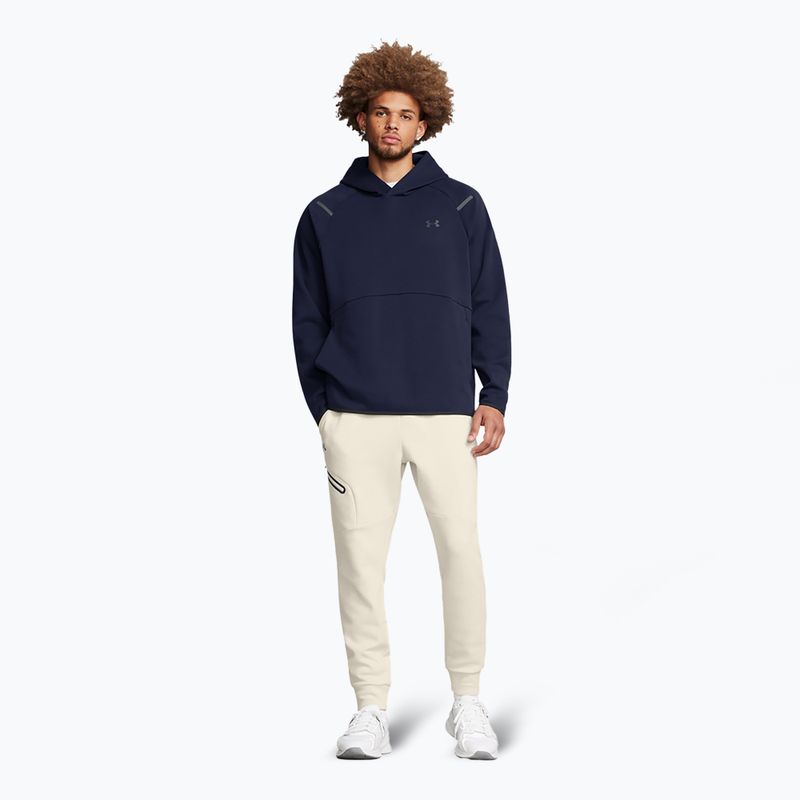 Pantaloni da uomo Under Armour Unstoppable Fleece summit bianco/nero 2