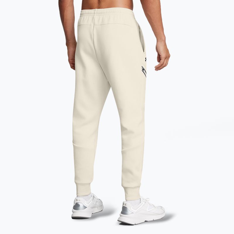 Pantaloni da uomo Under Armour Unstoppable Fleece summit bianco/nero 3