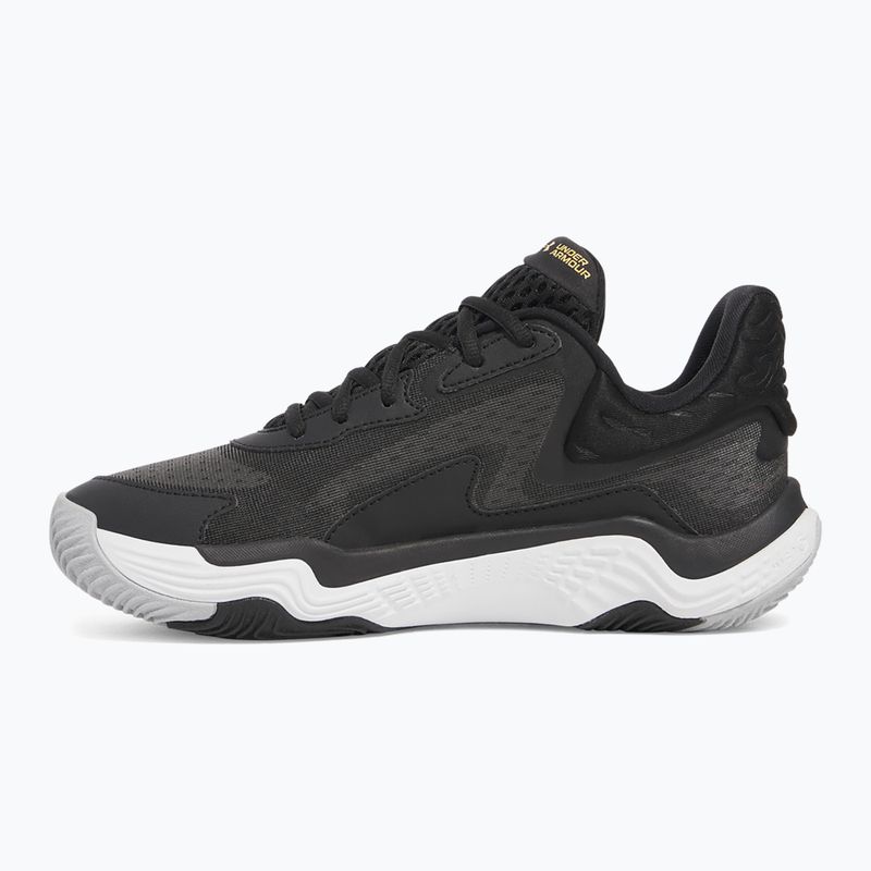 Under Armour Spawn 7 scarpe da basket nero/oro metallico/nero 2