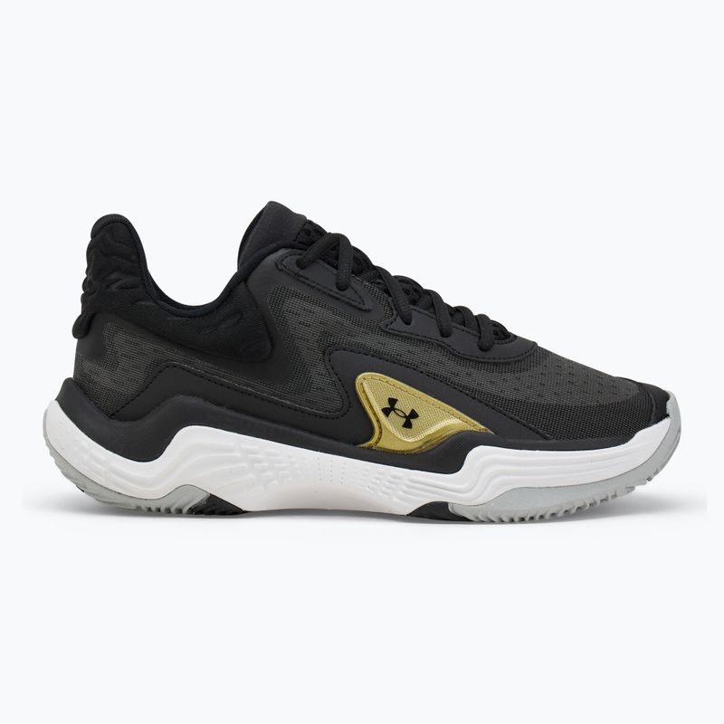 Under Armour Spawn 7 scarpe da basket nero/oro metallico/nero 2