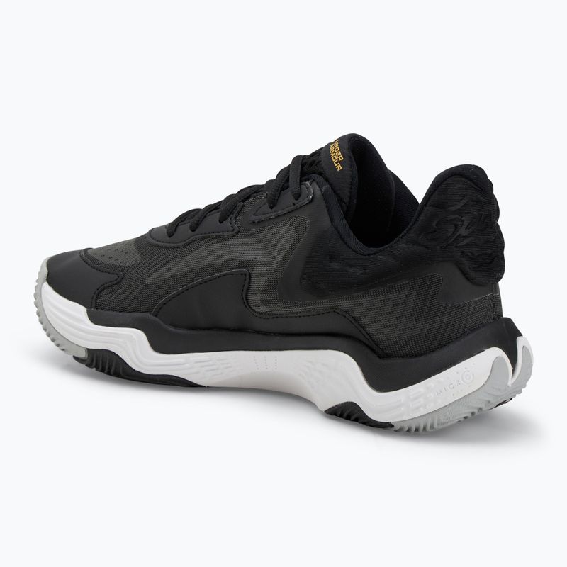 Under Armour Spawn 7 scarpe da basket nero/oro metallico/nero 3