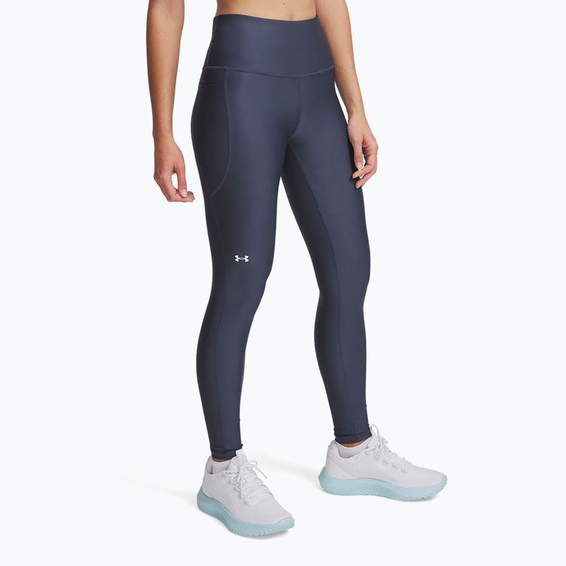 Leggings da allenamento Under Armour da donna HG Armour HiRise Downpour grigio/bianco