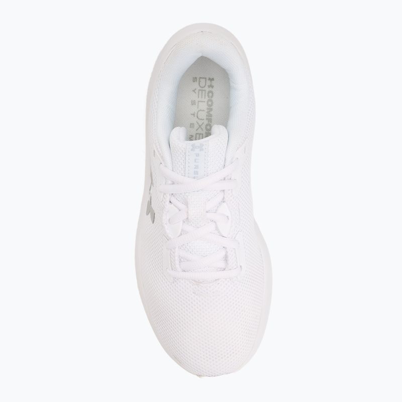 Scarpe da corsa da donna Under Armour Charged Pursuit 4 bianco/bianco/argento metallico 5