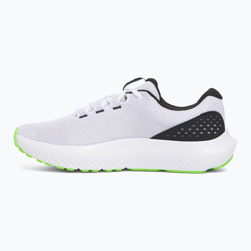 Under Armour Charged Surge 4, scarpe da corsa da uomo bianche/iper verdi/nere 2