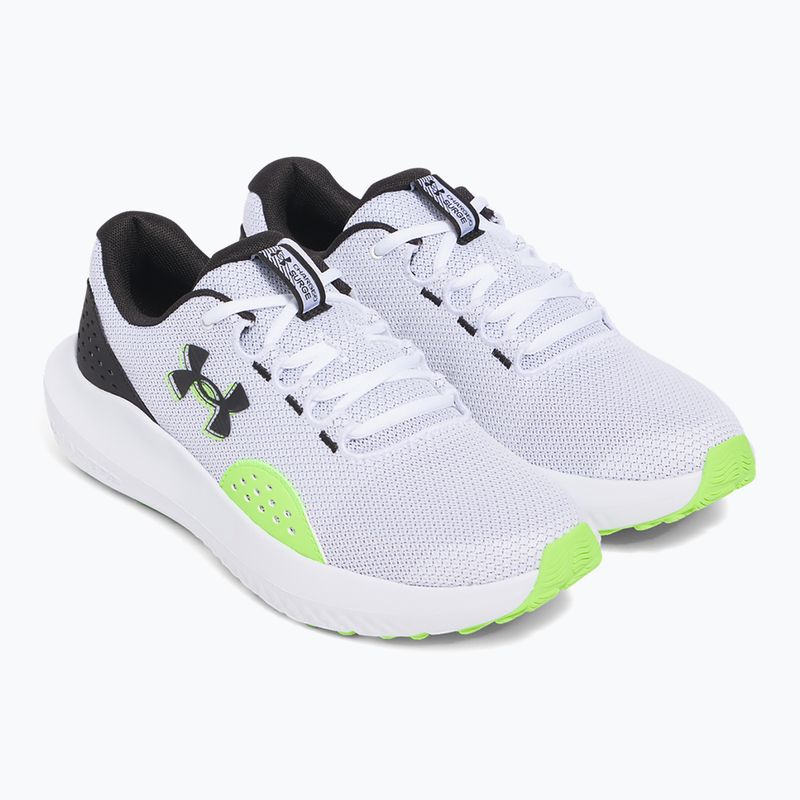 Under Armour Charged Surge 4, scarpe da corsa da uomo bianche/iper verdi/nere 3