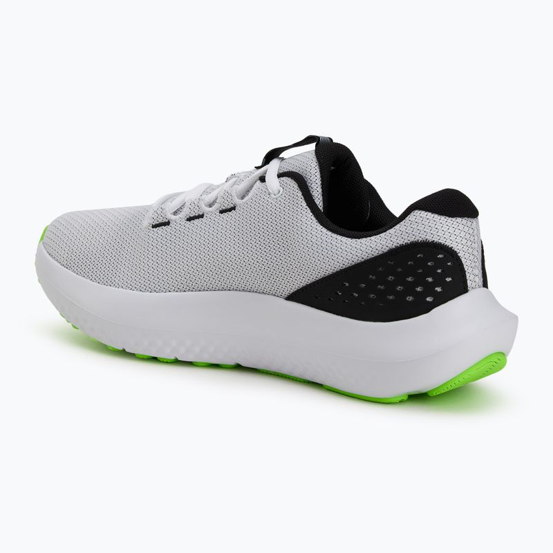 Under Armour Charged Surge 4, scarpe da corsa da uomo bianche/iper verdi/nere 3