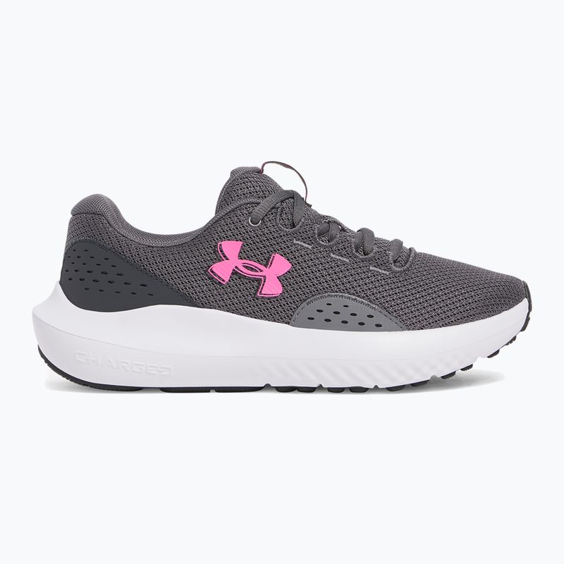 Under Armour Charged Surge 4, scarpe da corsa da donna in castlerock/antracite/rosa. 8