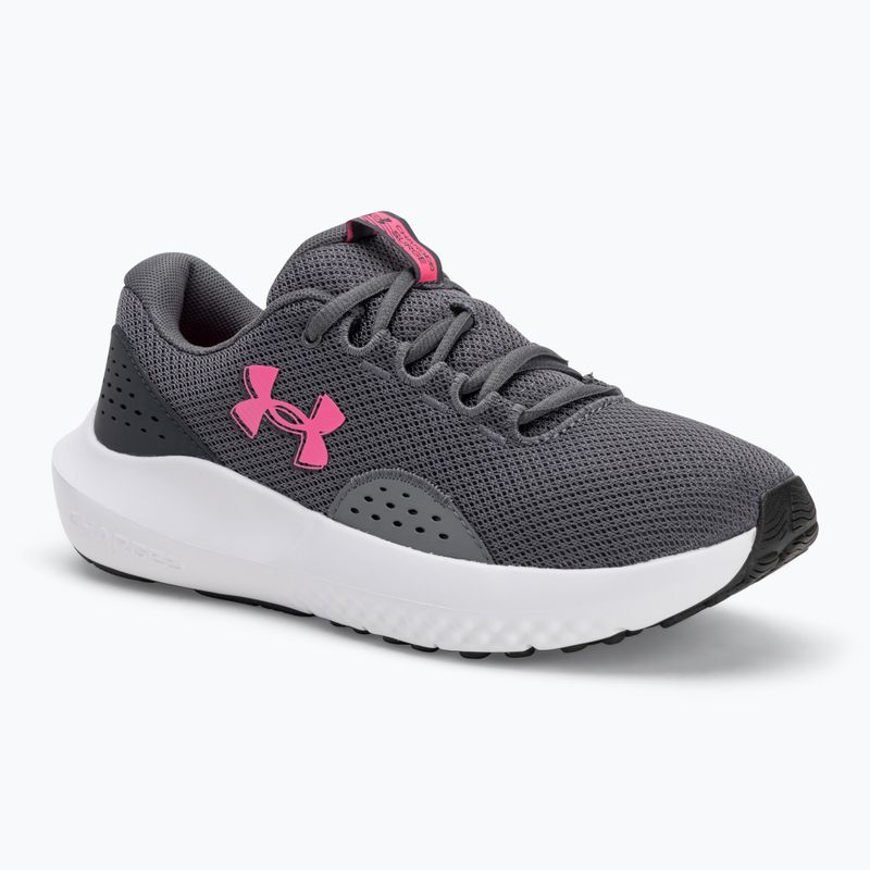 Under Armour Charged Surge 4, scarpe da corsa da donna in castlerock/antracite/rosa.