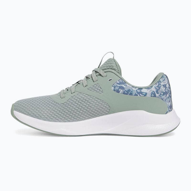 Under Armour Charged Aurora 2+ verde silice/bianco/metallico silice, scarpe da ginnastica da donna 9