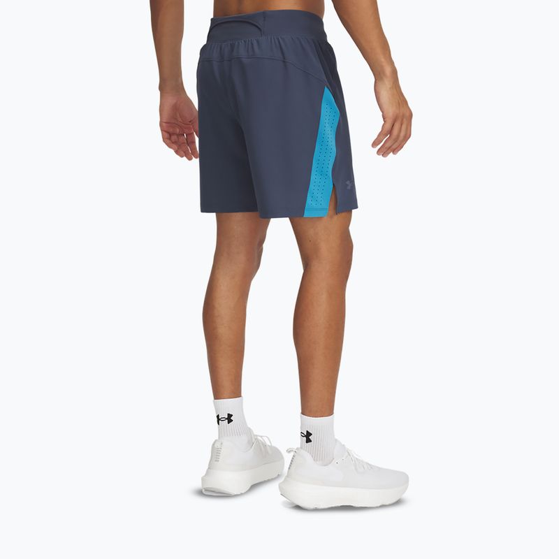 Pantaloncini da corsa Under Armour Launch Pro 7" da uomo grigio acquazzone / blu etere / riflettente 3