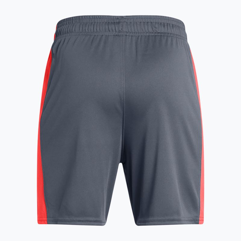 Pantaloncini da calcio Under Armour da bambino Challenger Knit downpour grigio / fuoco / bianco 2