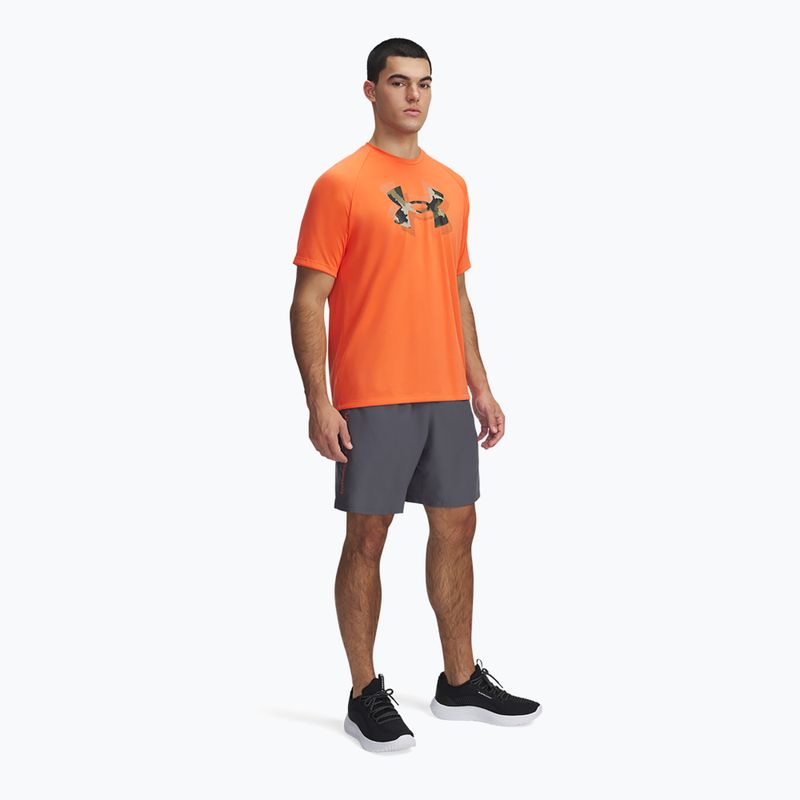 Pantaloncini da allenamento Under Armour Woven Wordmark castlerock/fire da uomo 2