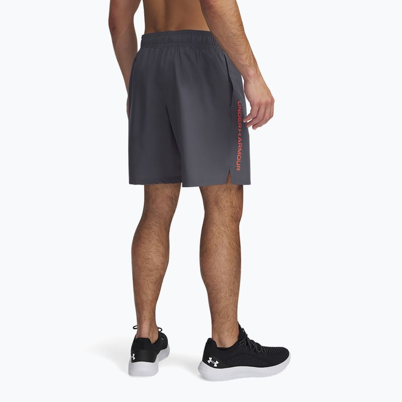 Pantaloncini da allenamento Under Armour Woven Wordmark castlerock/fire da uomo 3