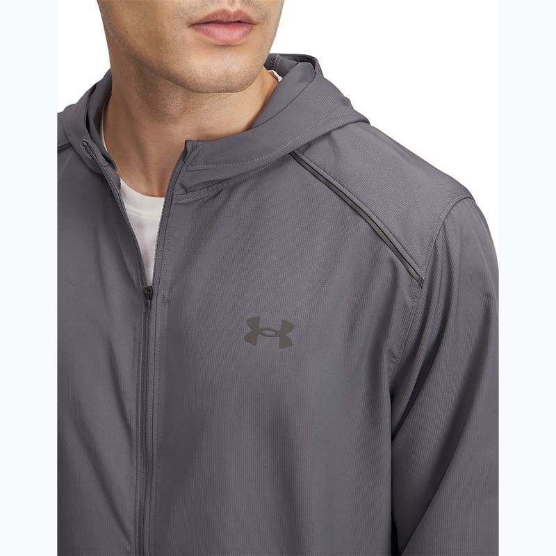 Giacca da corsa Under Armour Storm Run da uomo con cappuccio, color castlerock/grigio/riflettente 3