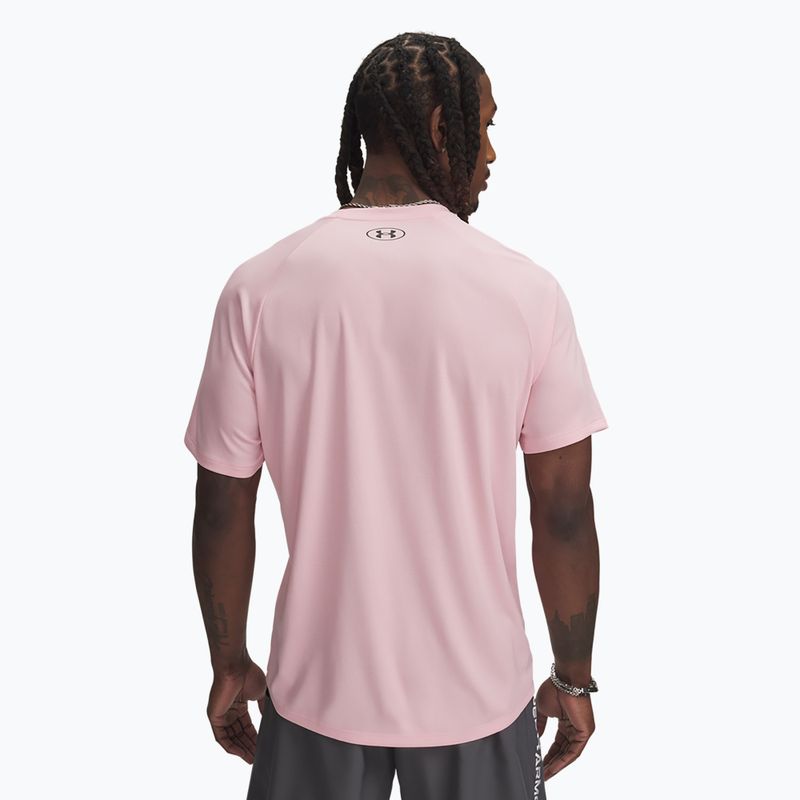 Maglietta da allenamento Under Armour Tech Textured prime rosa/nero da uomo 2