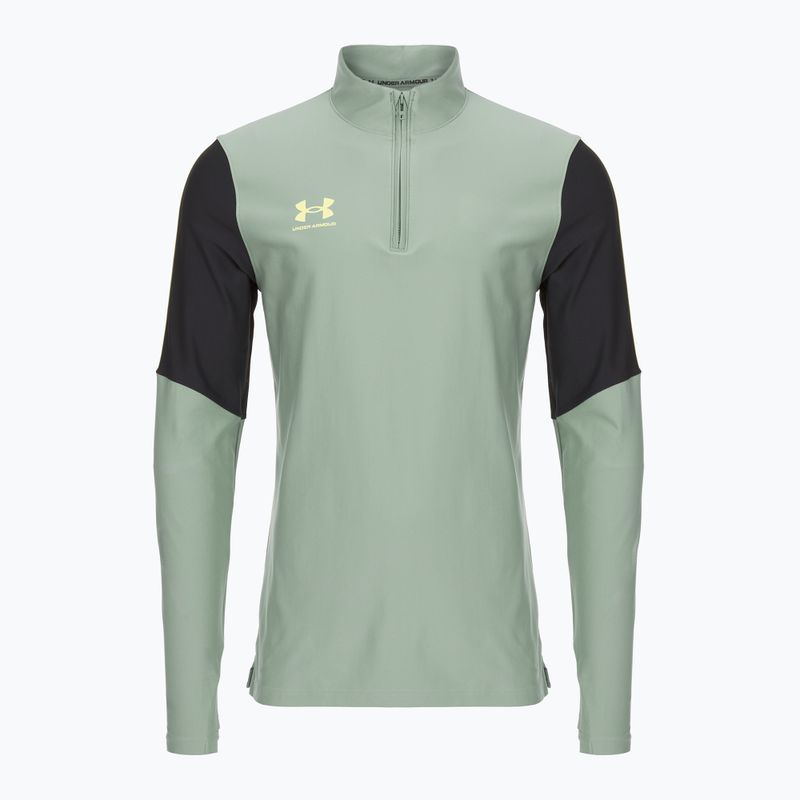 Felpa da calcio Under Armour da uomo Challenger Pro 1/4 Zip verde silice / nero / giallo sonico 4