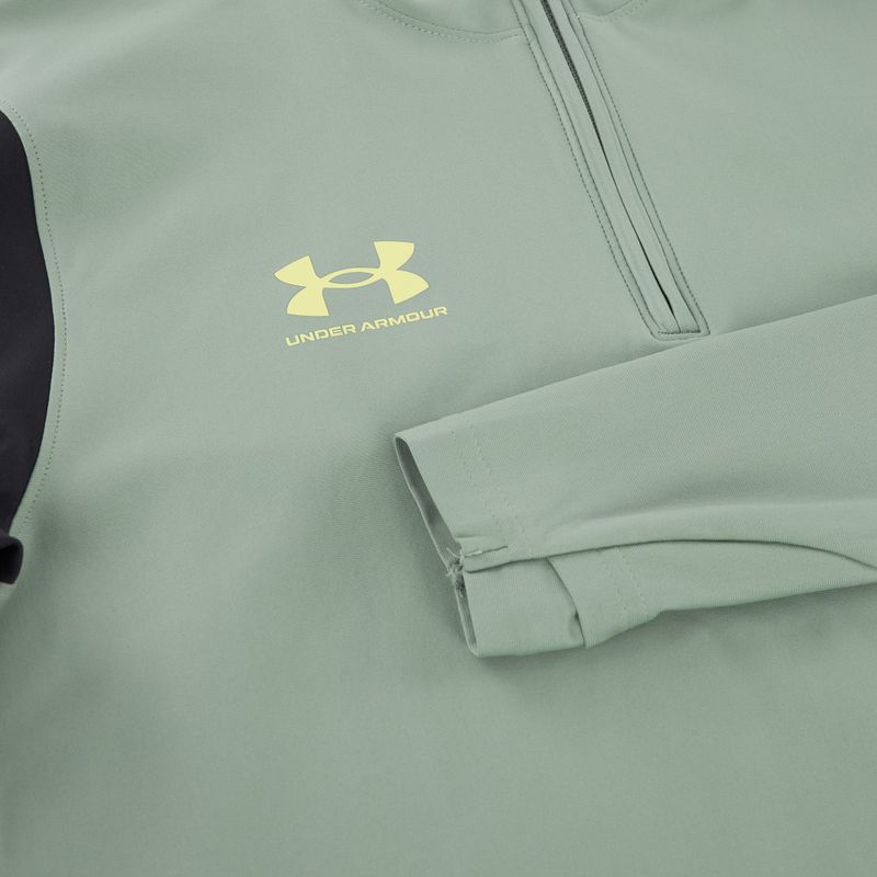 Felpa da calcio Under Armour da uomo Challenger Pro 1/4 Zip verde silice / nero / giallo sonico 6