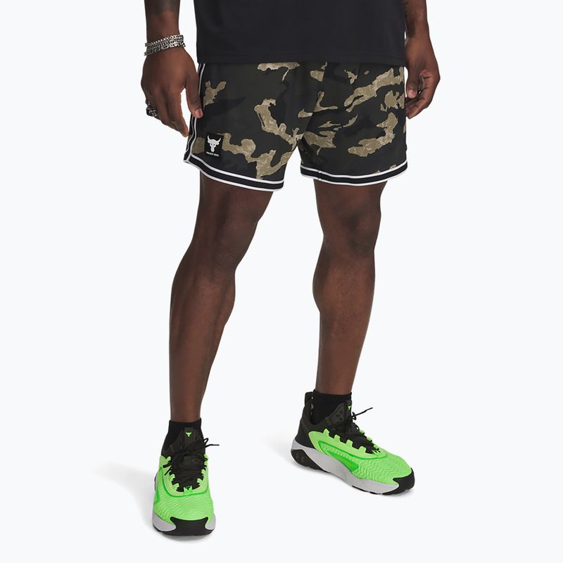 Pantaloncini da uomo Under Armour Project Rock Mesh verde barocco / bianco