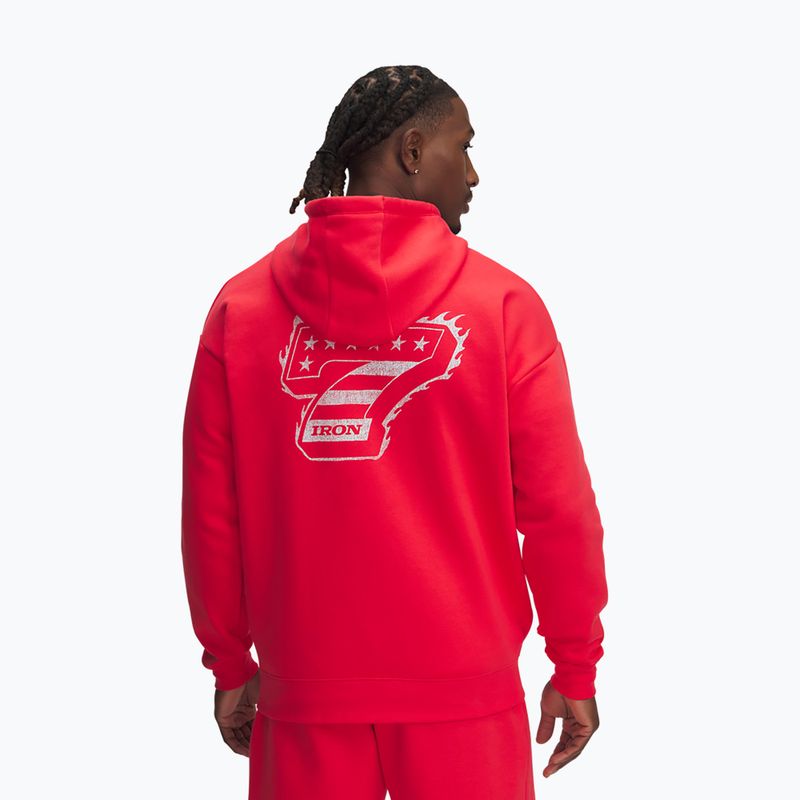 Felpa da uomo Under Armour Project Rock Icon Fleece FZ lava red 2