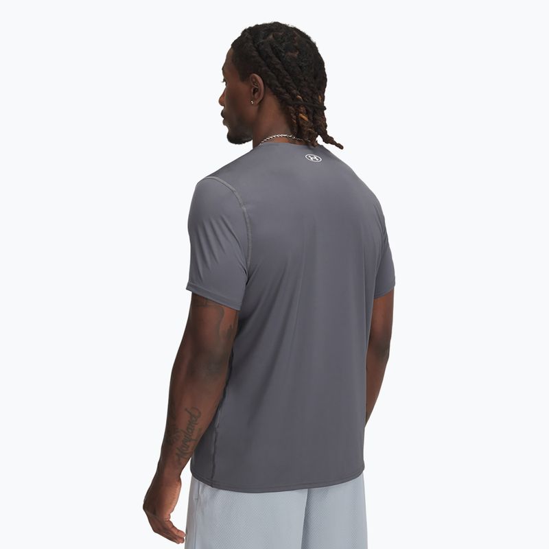 Under Armour HeatGear Fitted, maglia da allenamento da uomo in bianco e nero 2