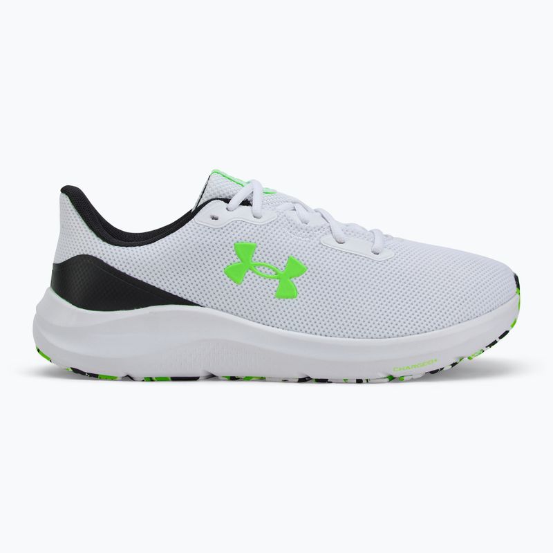 Under Armour Charged Pursuit 4 bianco/nero/verde ipersonico scarpe da corsa da uomo 2