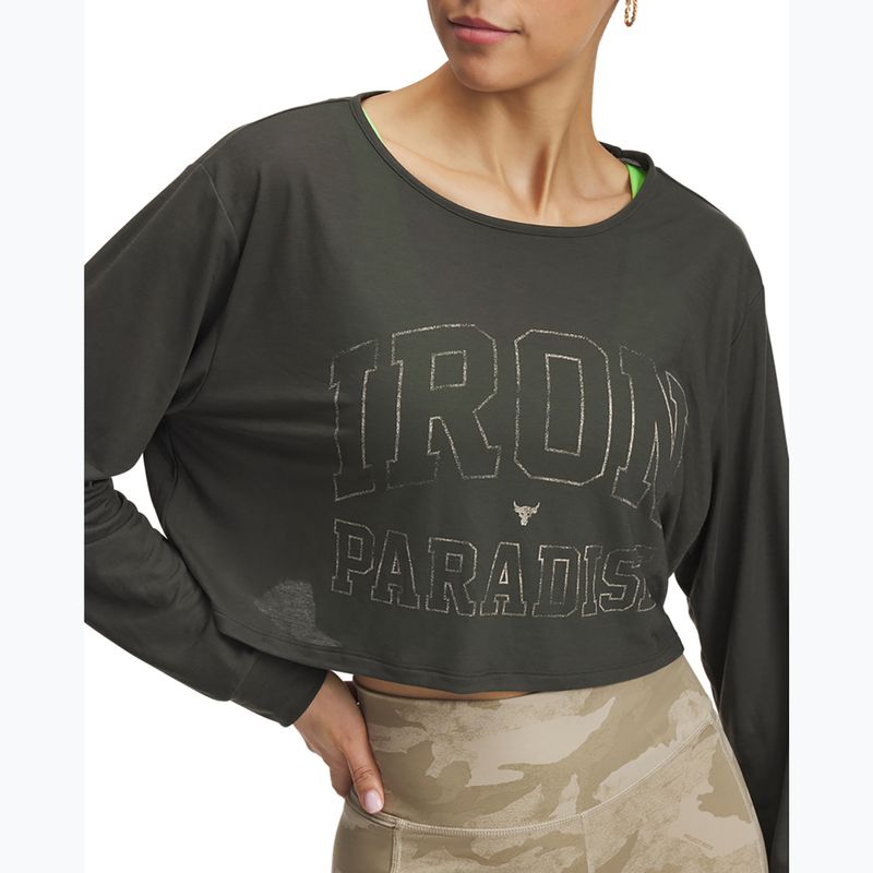 Under Armour Project Rock IP donna a maniche lunghe verde barocco/city kaki/city kaki 4
