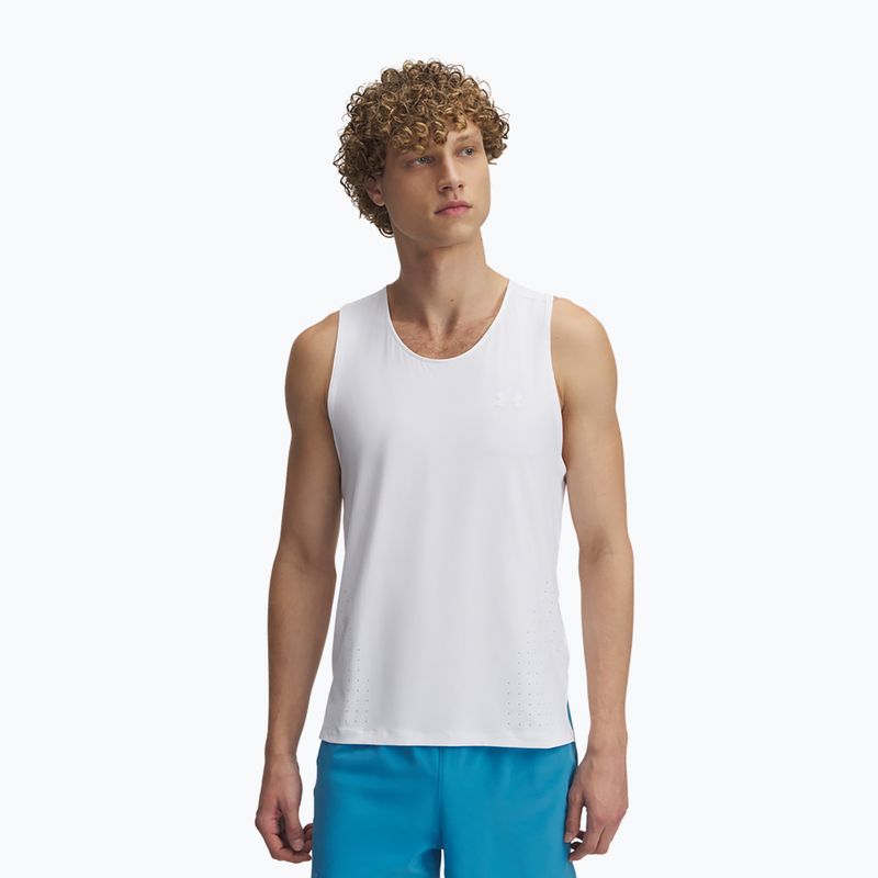 Under Armour Launch Elite Singlet canotta da corsa bianca/riflettente da uomo