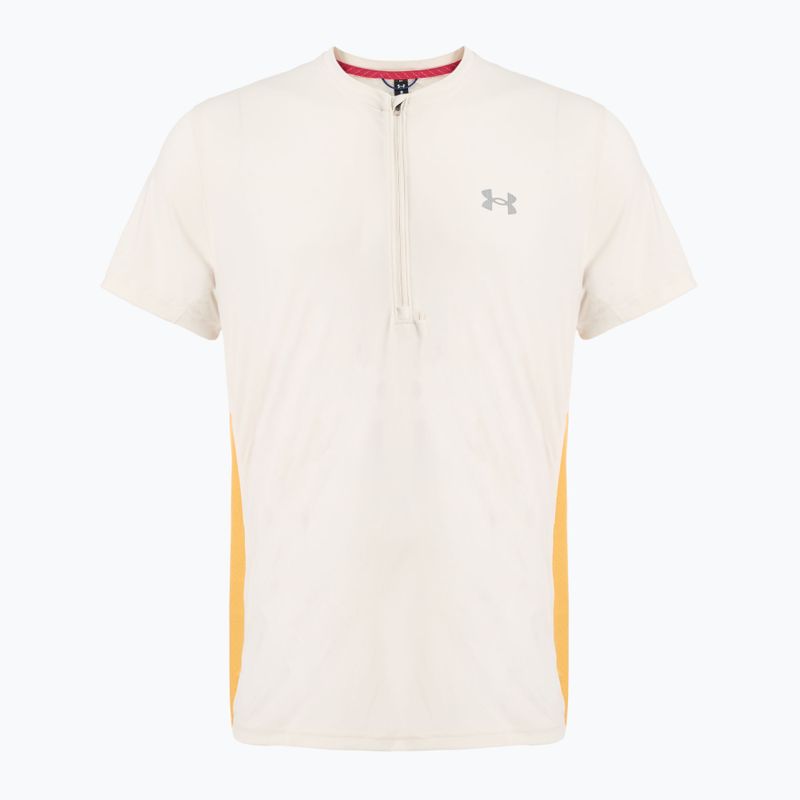 Maglietta da corsa Under Armour Trail Run Zip da uomo in pietra/oro nobile/riflettente