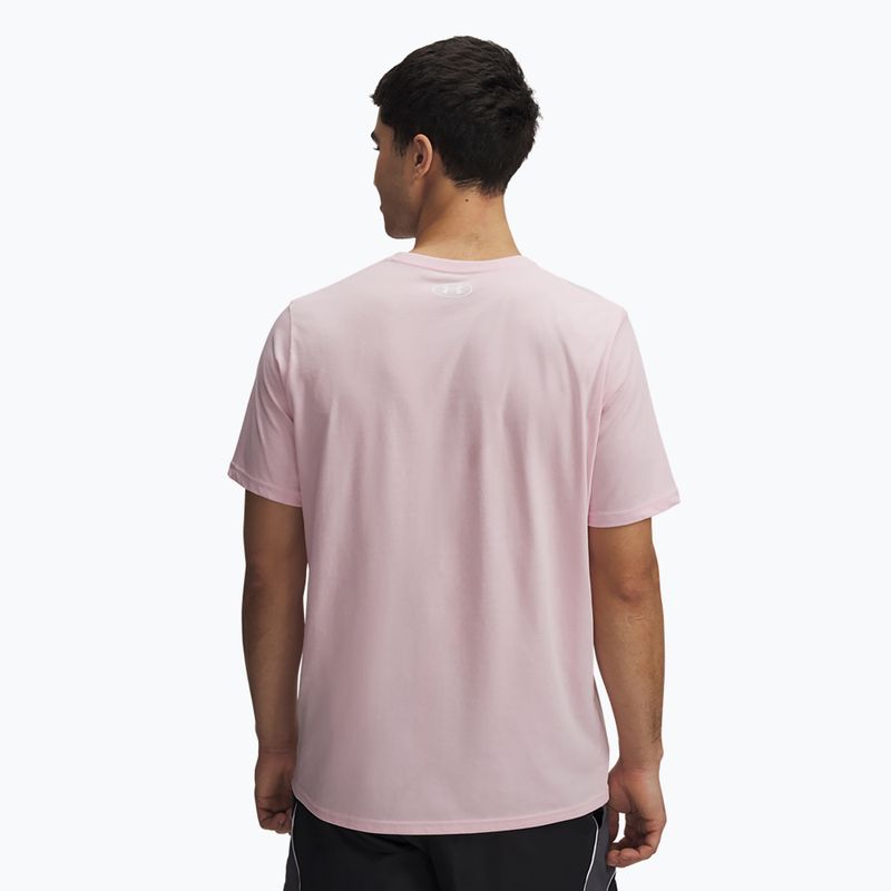 Maglietta Under Armour Sportstyle da uomo con petto sinistro rosa/bianco 2