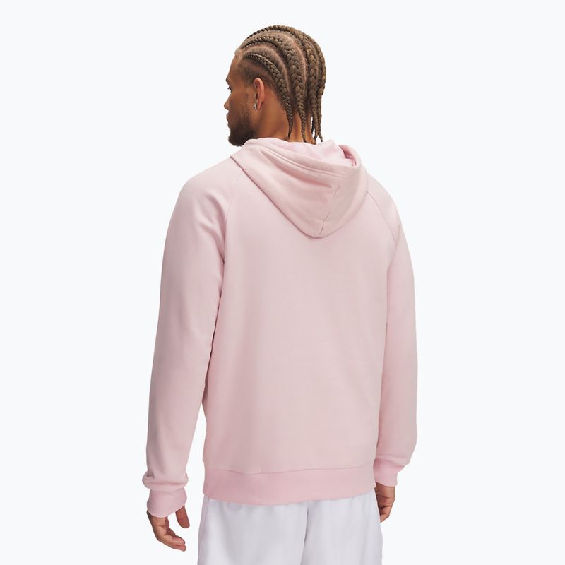 Felpa con cappuccio Under Armour Rival Fleece da uomo, rosa/bianco 2