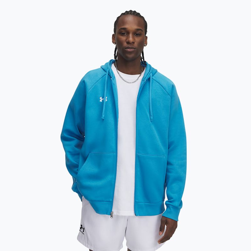 Felpa con cappuccio Under Armour Rival Fleece FZ Uomo blu etere/bianco