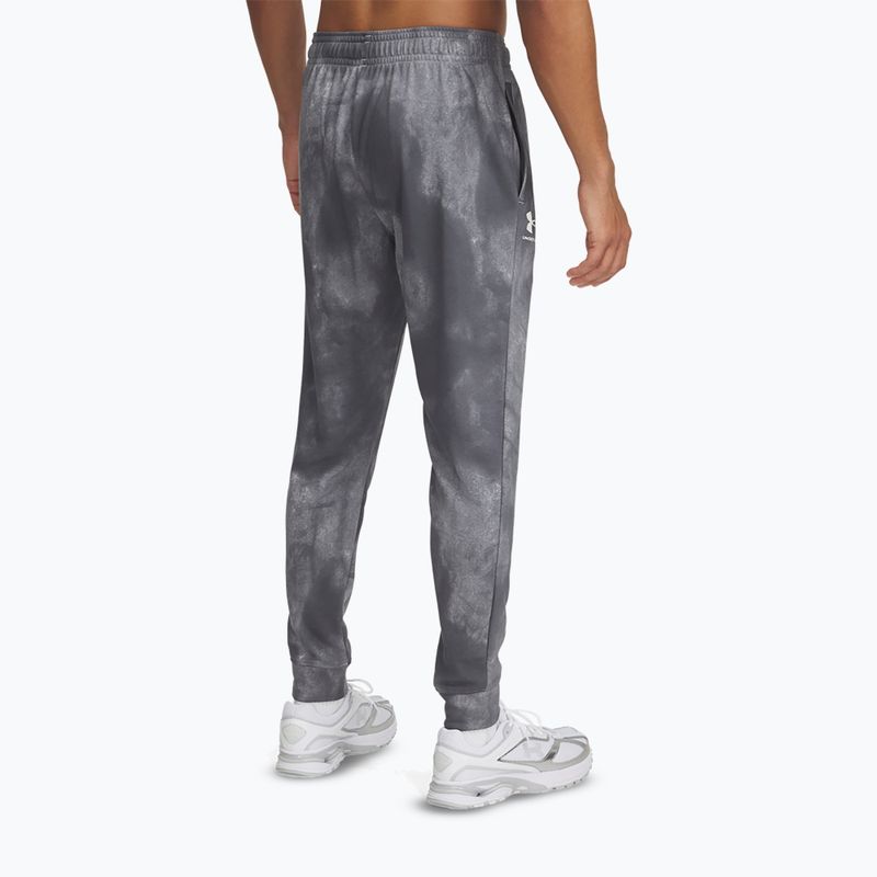 Pantaloni da jogging Under Armour Rival Terry Printed da uomo, color castlerock/onyx bianco 3