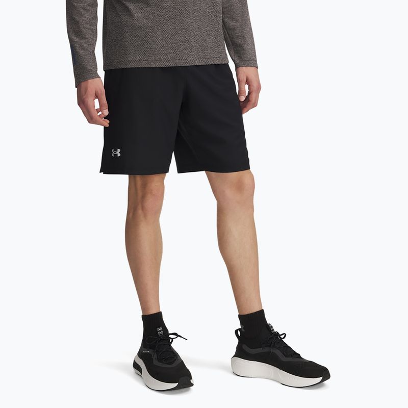 Pantaloncini da corsa Under Armour Launch 9" neri/riflettenti da uomo