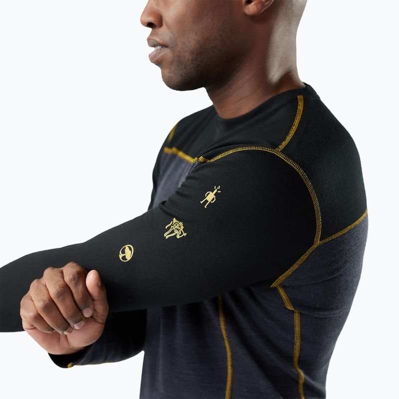 Maglia termica a maniche lunghe da uomo Smartwool Classic Thermal Merino Base Layer Colorblock Crew Boxed charcoal/honey gold 3