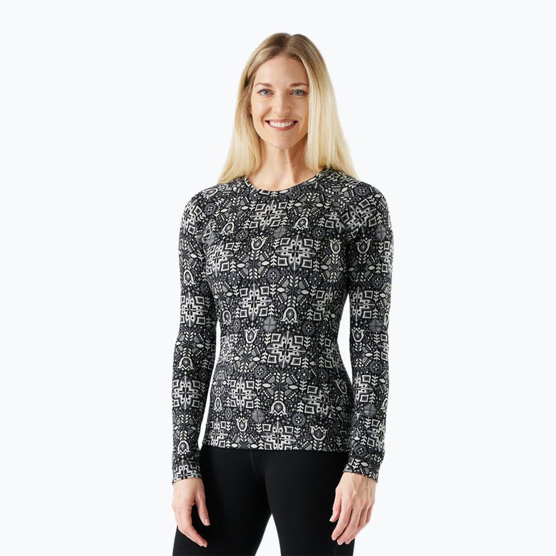Maglia termica da donna Smartwool Merino 250 Baselayer Crew Boxed black deco floral