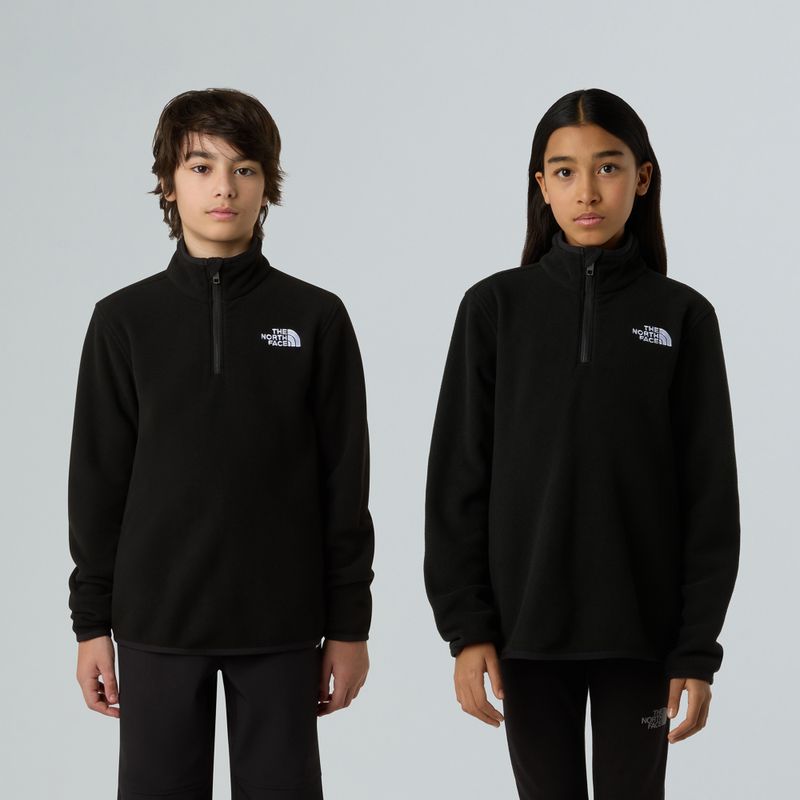 Felpa in pile per bambini The North Face Teen Glacier 1/4 Zip nera 3