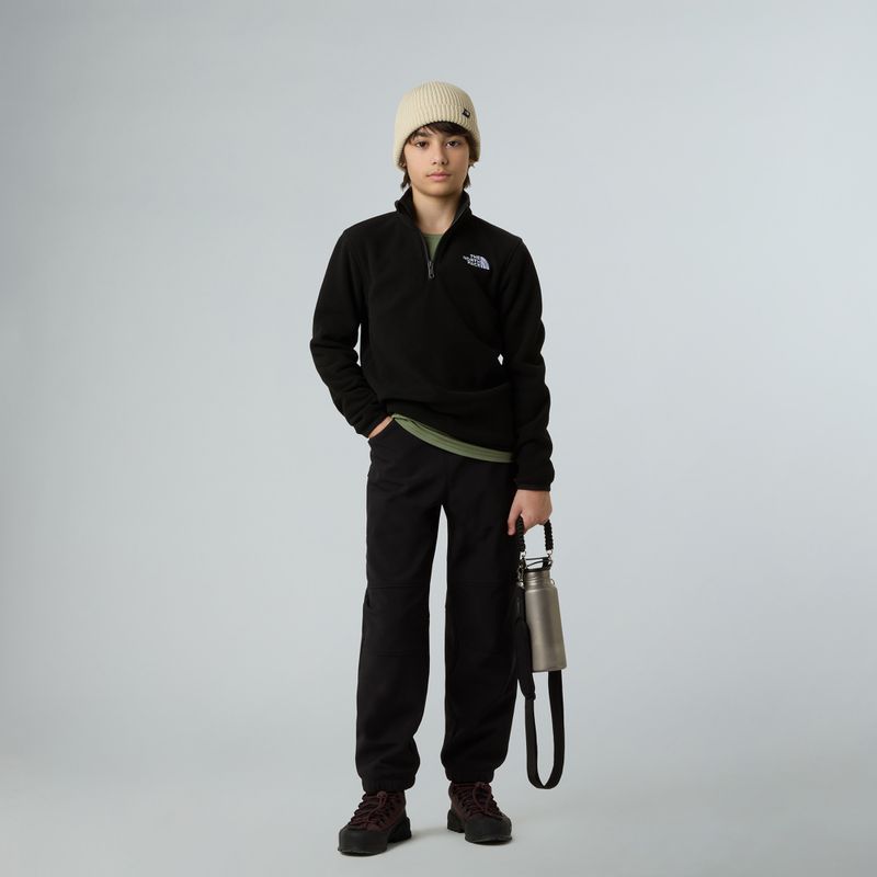 Felpa in pile per bambini The North Face Teen Glacier 1/4 Zip nera 4