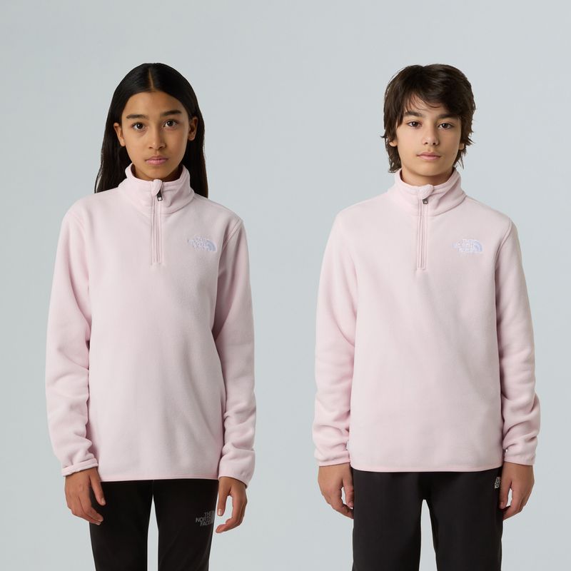 Felpa in pile per bambini The North Face Teen Glacier 1/4 Zip pale blossom 3