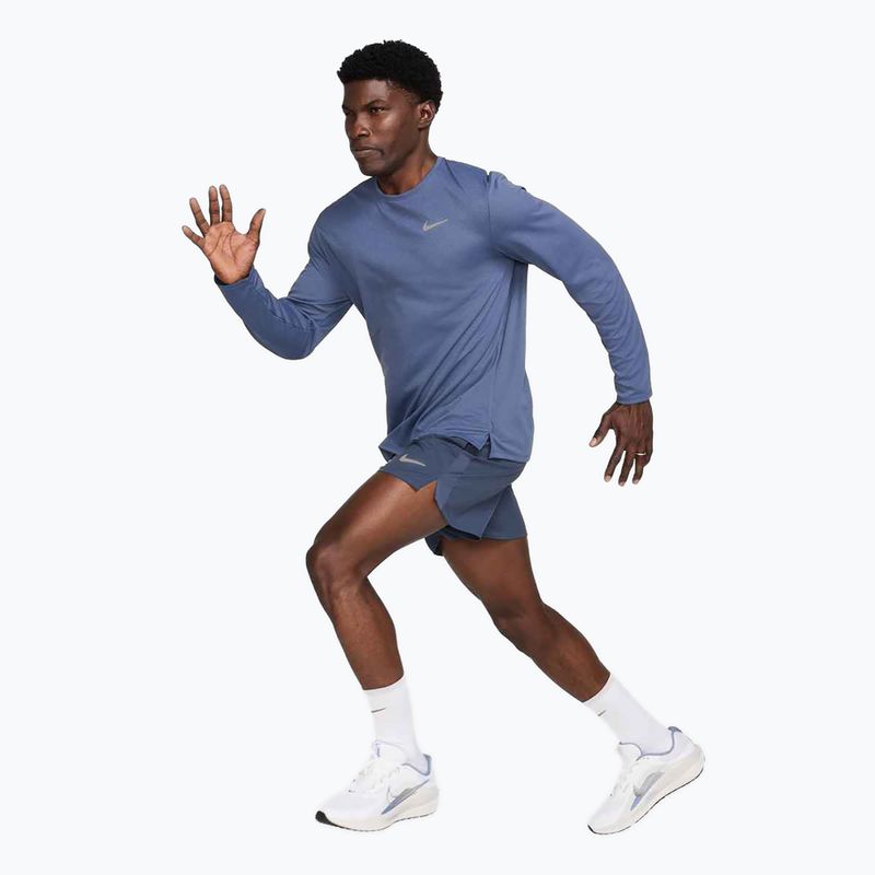 Uomo Nike Miler Dri-Fit UV diffuso blu a maniche lunghe da corsa 2