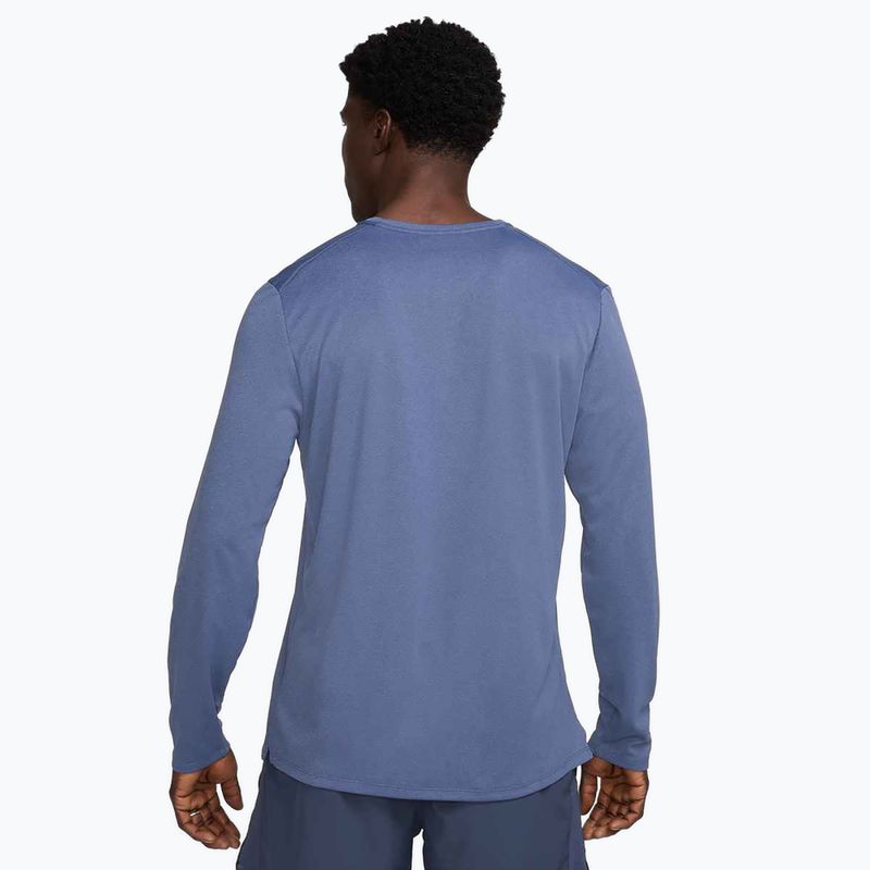 Uomo Nike Miler Dri-Fit UV diffuso blu a maniche lunghe da corsa 3
