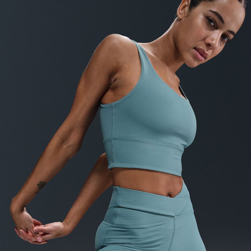 Reggiseno sportivo Nike Zenvy Rib Light Support smoky blue/white 5