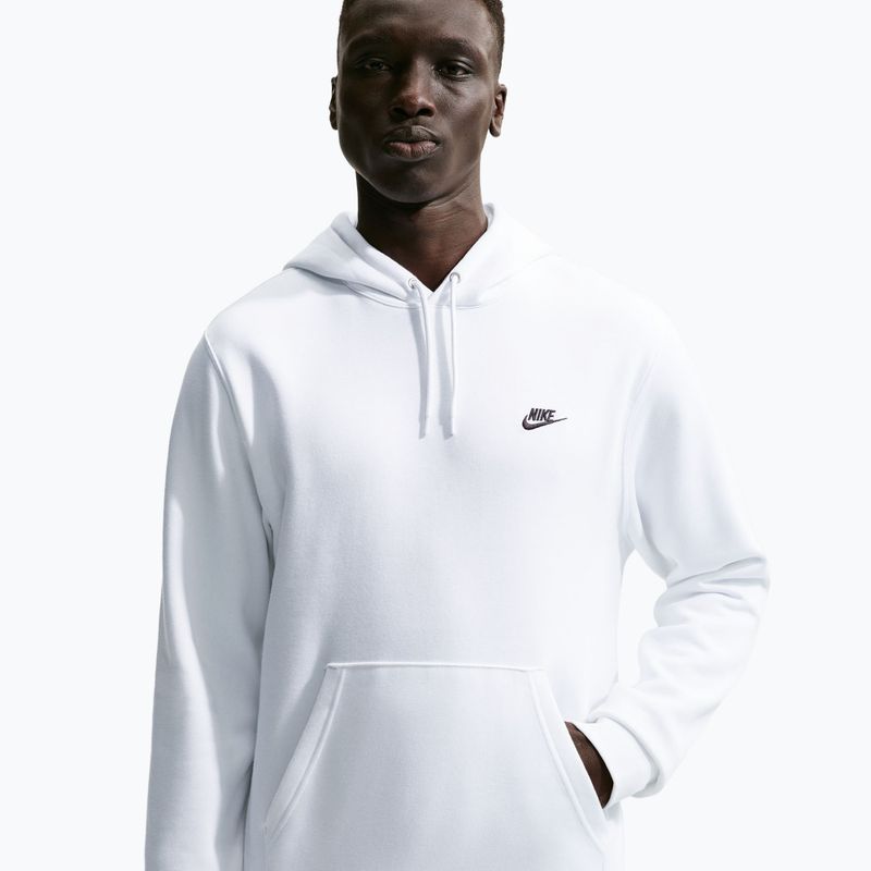 Felpa da uomo Nike Club Pullover Hoodie white/white/black 3