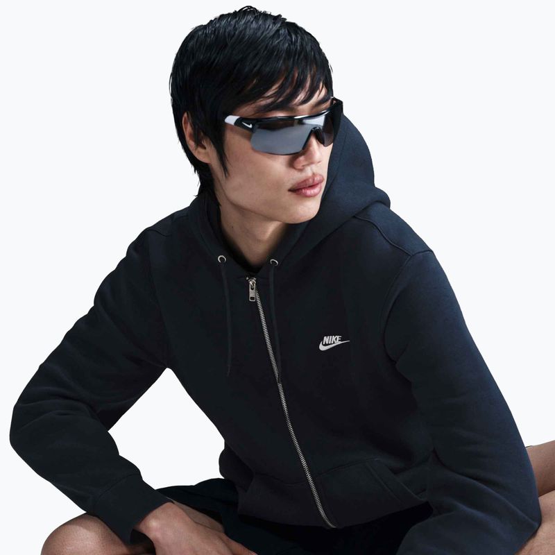 Felpa con cappuccio Nike Club Full Zip Uomo ossidiana/ossidiana/bianca 4