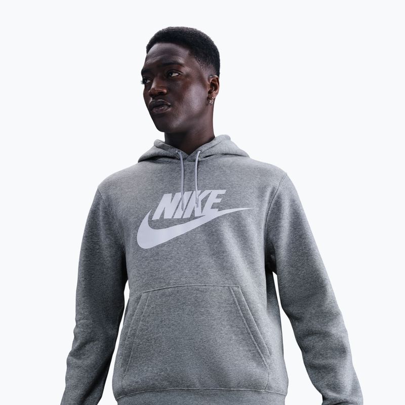 Felpa uomo Nike Club Pullover Hoodie dark grey heather/light smoke grey/white 4