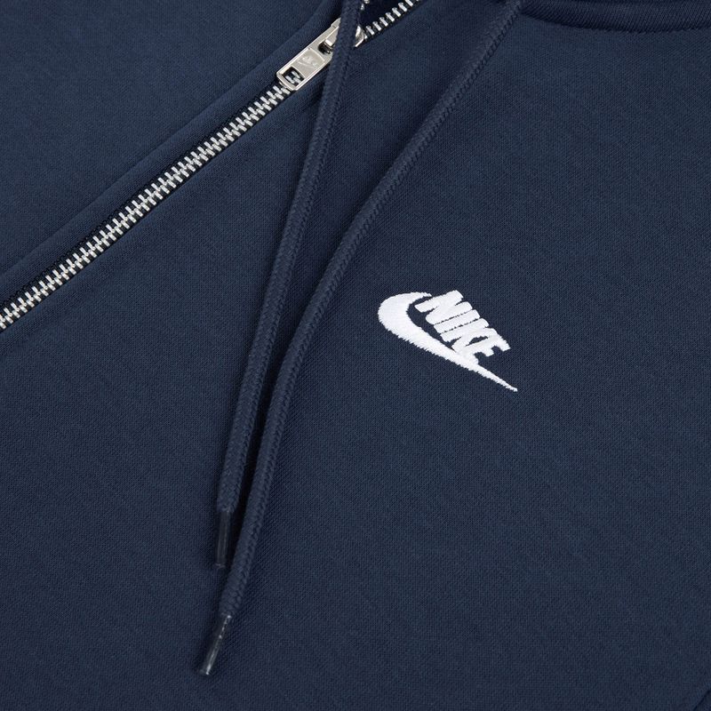 Felpa con cappuccio Nike Club Full Zip Uomo ossidiana/ossidiana/bianca 8