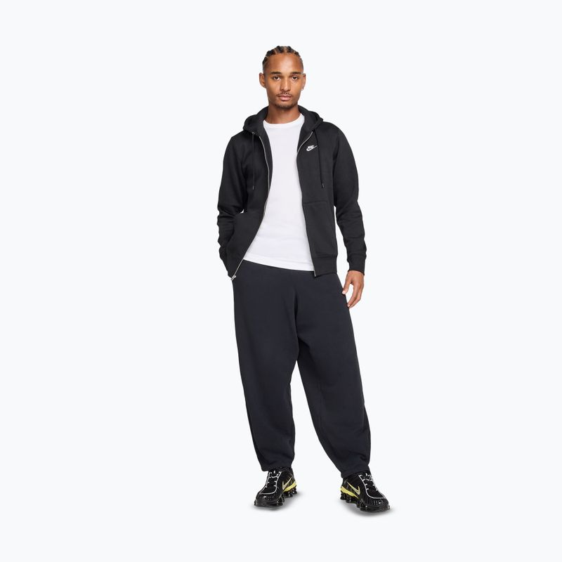 Felpa uomo Nike Club Full Zip Hoodie Black/Black/White 2