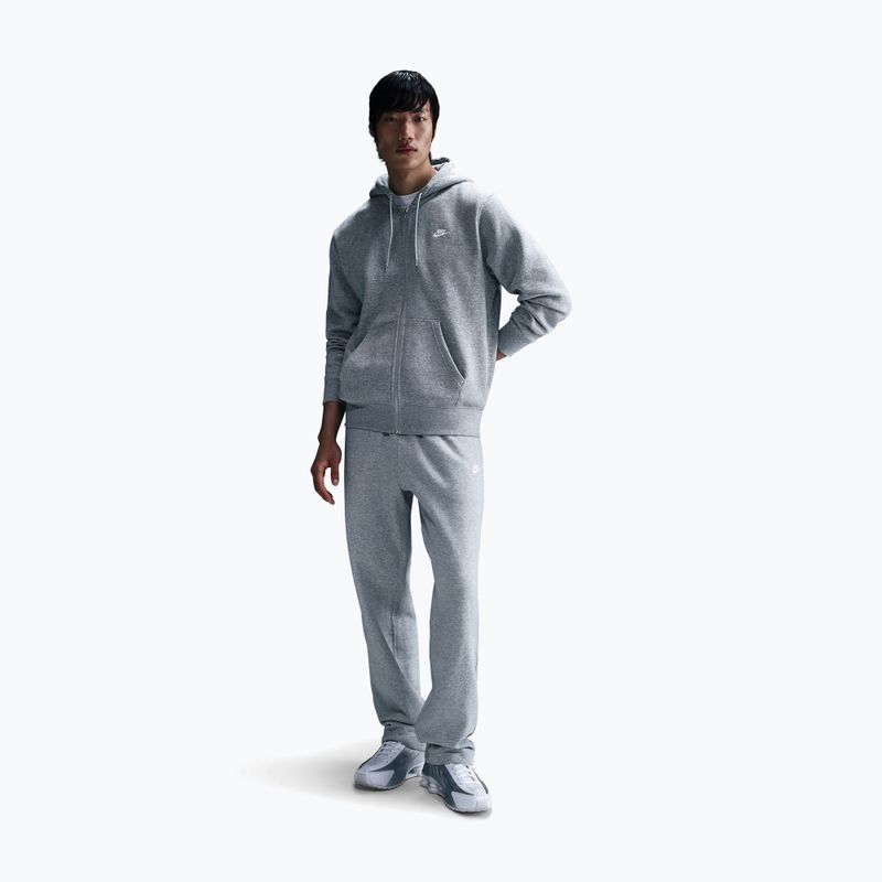 Felpa uomo Nike Club Full Zip Hoodie dark grey heather/light smoke grey/white 2