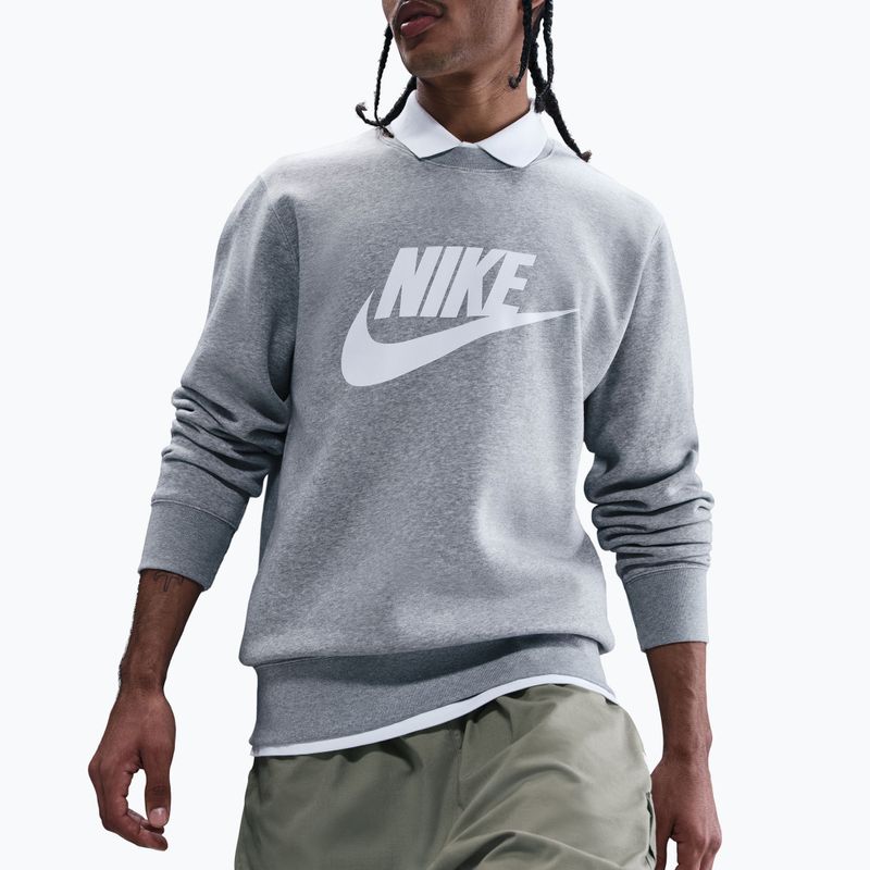 Felpa uomo Nike Sportswear Club Graphic Fleece Crew dark grey heather/white 4