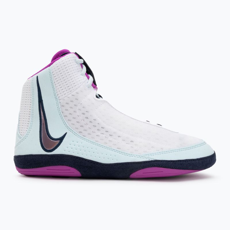 Nike Inflict 4 scarpa da wrestling bianco / ipervioletto / blu ghiacciaio / ossidiana 2